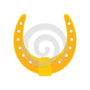 Shiny golden horseshoe vector flat icon