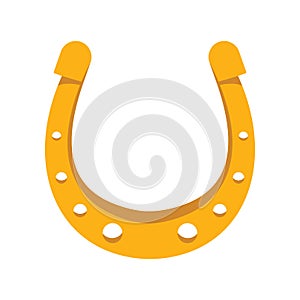 Shiny golden horseshoe vector flat icon