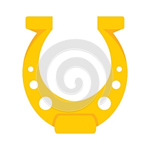 Shiny golden horseshoe vector flat icon