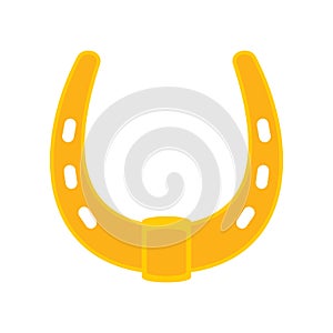 Shiny golden horseshoe vector flat icon