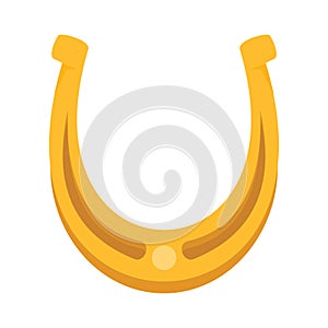 Shiny golden horseshoe vector flat icon