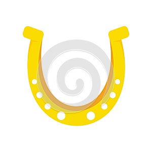 Shiny golden horseshoe vector flat icon