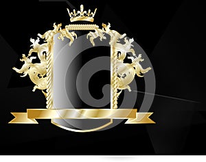 Shiny Golden luxury heraldic coat of arms emblem crest illustration