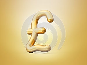 Shiny golden pound symbol 3d illustration