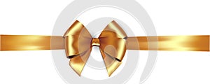 Shiny golden satin ribbon and gold bow