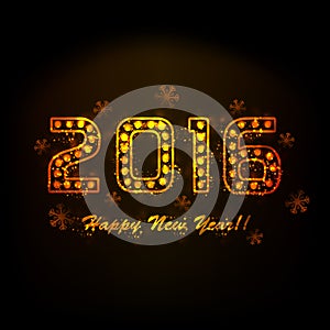 Shiny golden text for Happy New Year 2016.