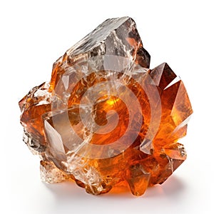 A shiny Goshenite nugget with a smooth, clear surface, isolated on a white background, Ai Generated photo