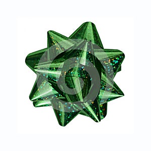 Shiny Green Isolated Bow with Sparkles