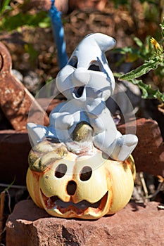 A Shiny halloween pumpkins made of ceramic