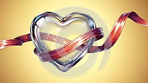 Shiny Heart with Red Ribbon