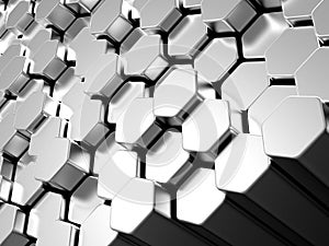 Shiny hexagon metal bars background