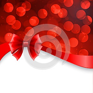 Shiny Holiday background with red bow. Christmas