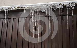 Shiny icicles at spring day