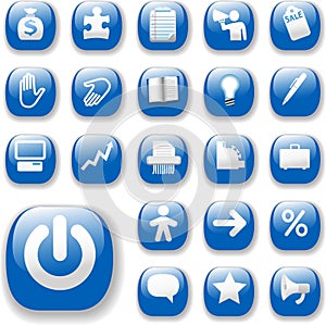 Shiny Icons Business Internet Website Set Blue