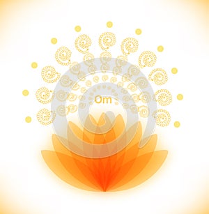 Shiny image with lotus Buddhistic banner Hinduism symbol