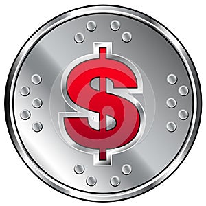 Shiny industrial vector button with dollar icon