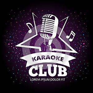 Shiny karaoke club vector label design photo