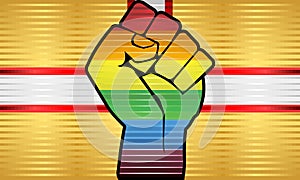 Shiny LGBT Protest Fist on a Dorset Flag.