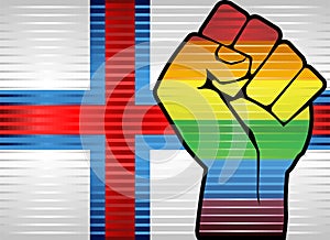 Shiny LGBT Protest Fist on a Faroe Islands Flag