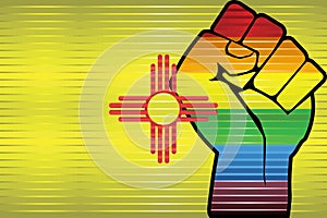 Shiny LGBT Protest Fist on a New Mexico Flag