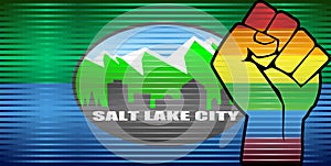 Shiny LGBT Protest Fist on a Salt Lake City