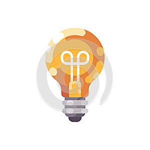 Shiny light bulb flat icon.