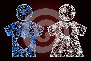 Shiny Linear Mesh Lovers Pair with Light Spots