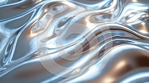 Shiny Liquid Metal Flowing in Smooth Silver Gradient photo