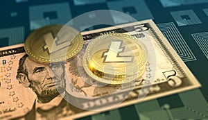 Shiny Litecoin crypto-currency background photo