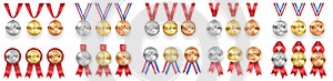 Shiny medals for winners realistic vector illustrations photo