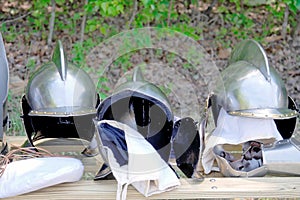 Shiny medieval knights armour-helmet