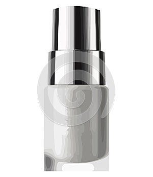 Shiny metal container holds beauty treatmant spray