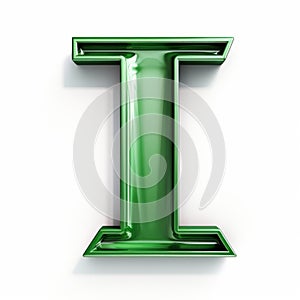 Shiny Metal Green Letter I: Interactive Incisioni Series