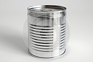 Shiny Metal Tin Can on Plain Background