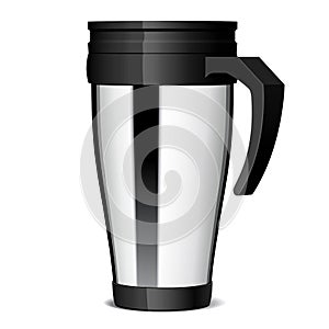 Shiny Metal travel thermo-cup vector photo