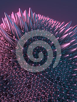 Shiny metallic ferromagnetic fluid. Decoration element background. 3d rendering digital illustration photo