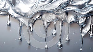 Shiny Metallic Liquid Drips Down a Smooth Surface