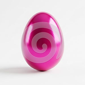 Shiny Metallic Pink Easter Egg Isolated on White Background smooth