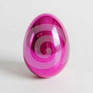 Shiny Metallic Pink Egg on a White Background Easter spring