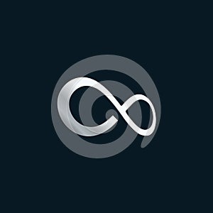 Shiny metallic tilted infinity symbol logo icon