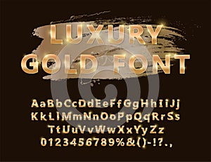 Shiny modern gold font isolated on brown
