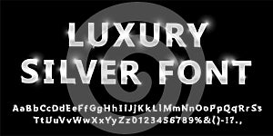 Shiny modern silver font isolated on black