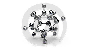 Shiny molecular structure model with chrome spheres and rods