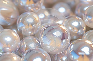 Shiny mother-of-pearl balls close-up