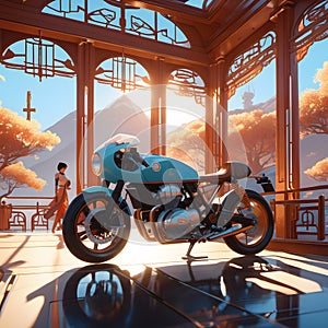 shiny motorbikes for locomotion, AI-Images