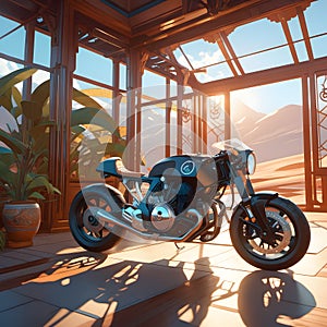 shiny motorbikes for locomotion, AI-Images