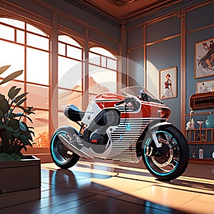 shiny motorbikes for locomotion, AI-Images