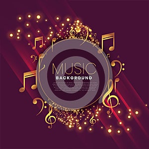 Shiny music background with notes and sparkle