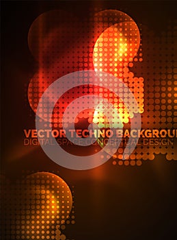 Shiny neon glowing circles, dot particles structure