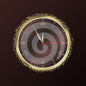 Shiny New Year Clock. Vector illustration